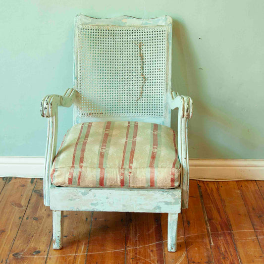 Painted rattan armchair