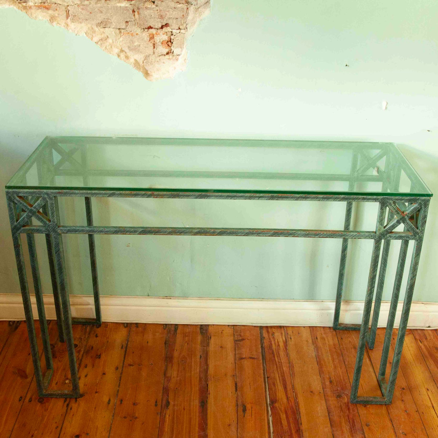 Wrought iron console table & mirror