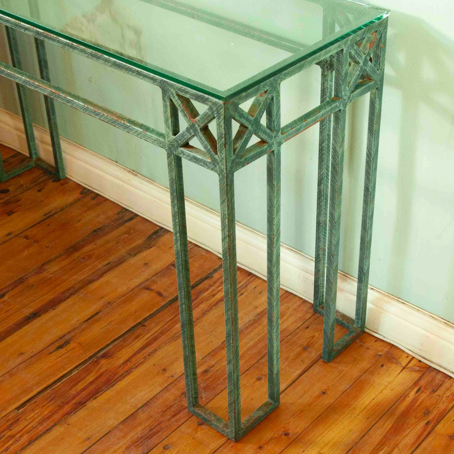 Wrought iron console table & mirror