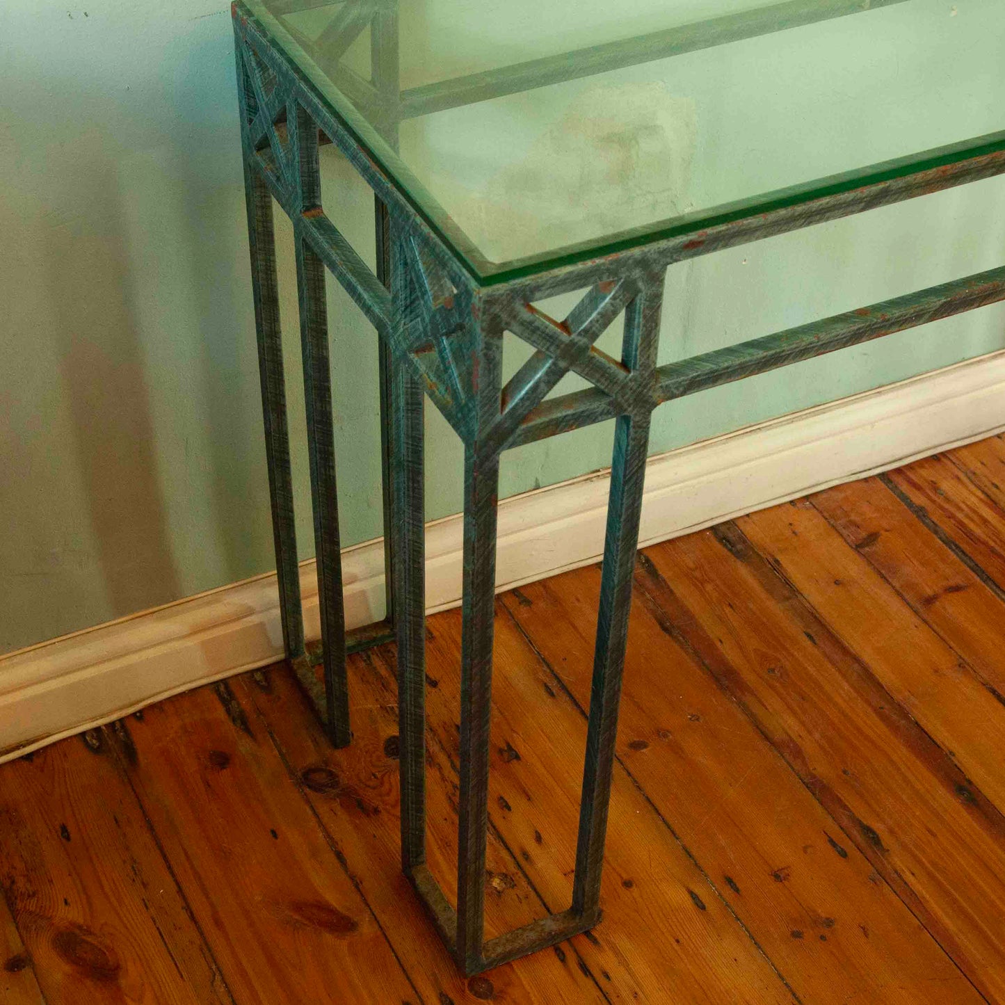 Wrought iron console table & mirror