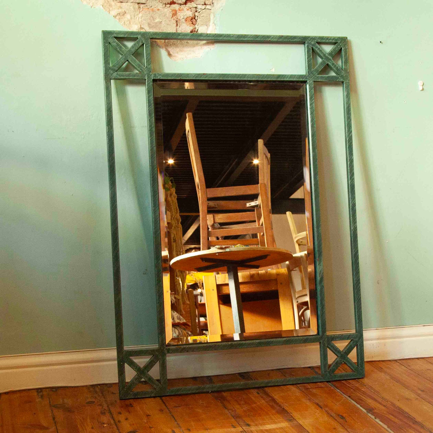 Wrought iron console table & mirror