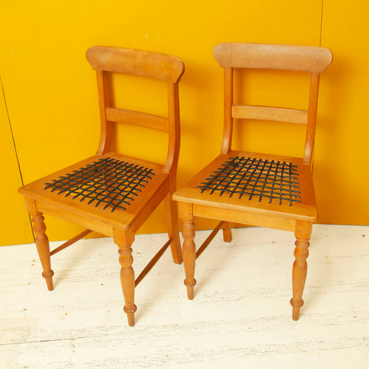 Pair of riempie dining chairs